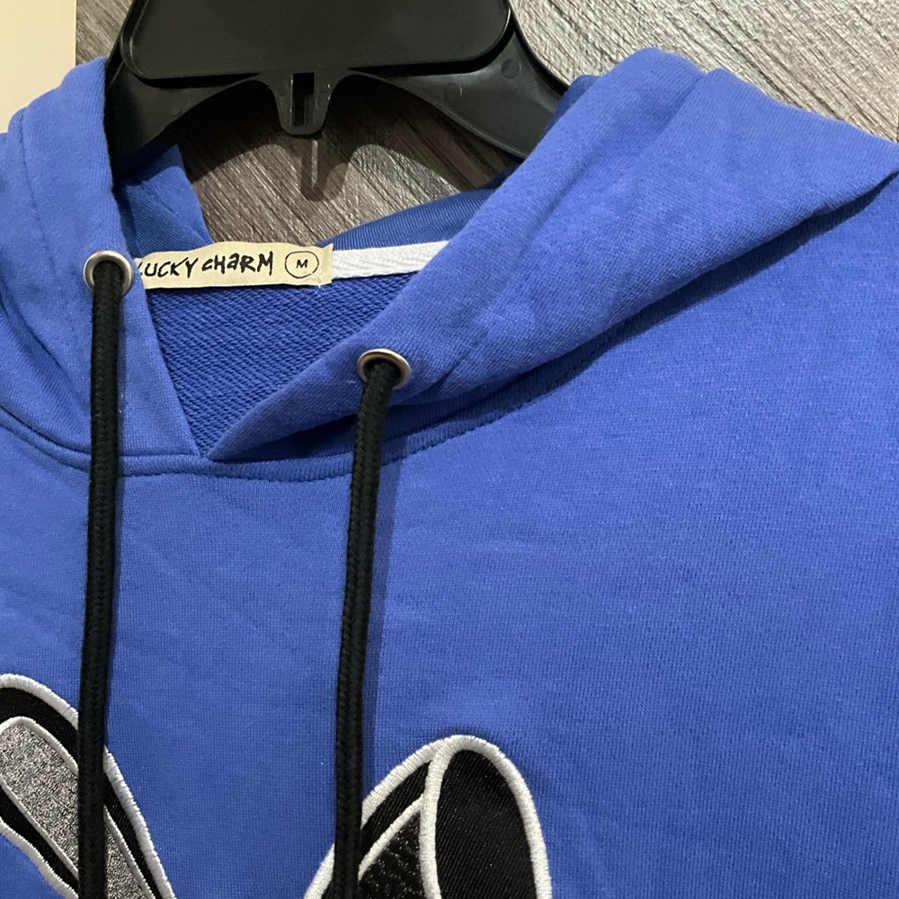 Blue Hoodie with Stitched Bunny Design - Picture 6 of 7
